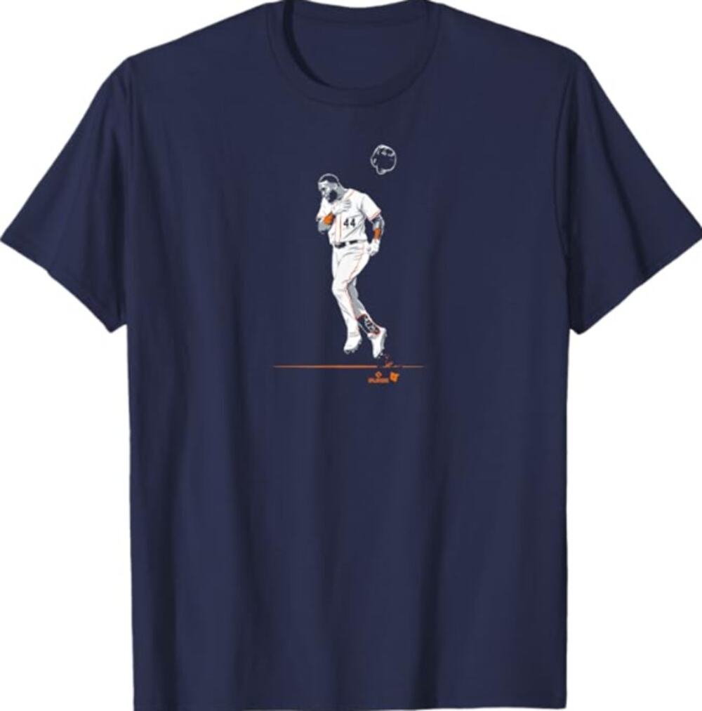 BREAKING T Yordan Alvarez Superstar Pose Houston Baseball Tee Medium Navy NWOT